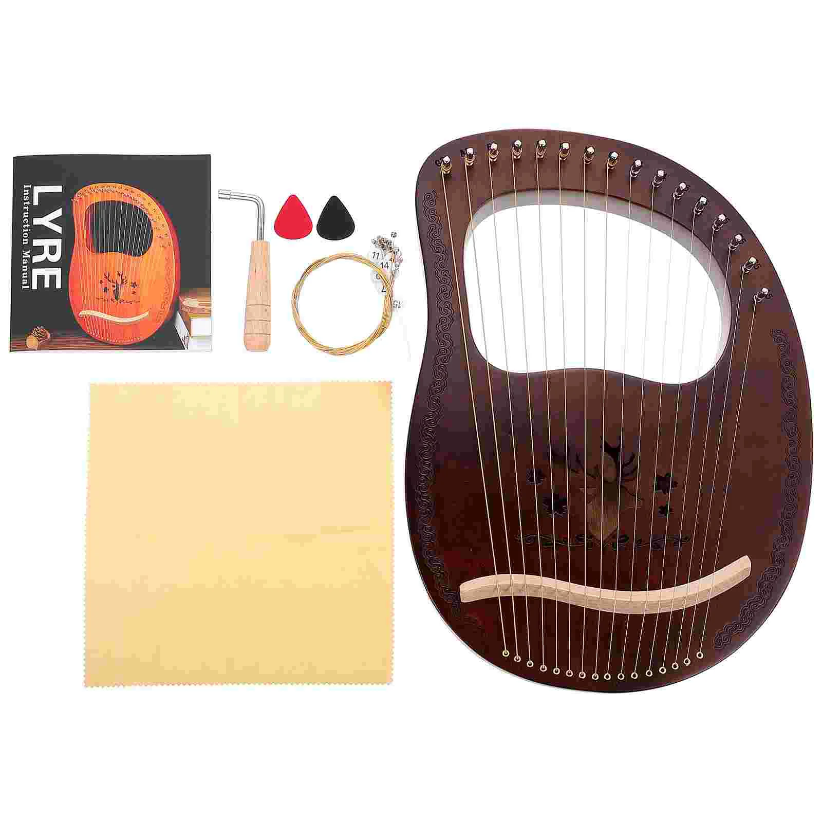 16 Pcs Handheld Harp Lyre Wood Crafts String Instrument Small Retro Musical Child Wooden Lyra Harp Classical