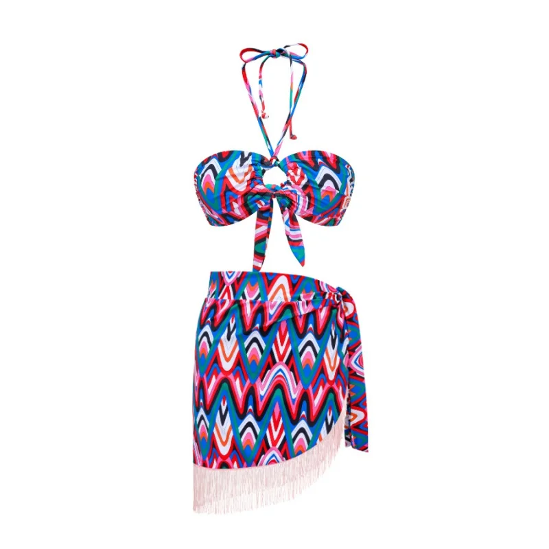 2024New Push up Bikini Sexy High WaistbikiniSplit Three Piece Swimsuit Women Wholesale Chiffon