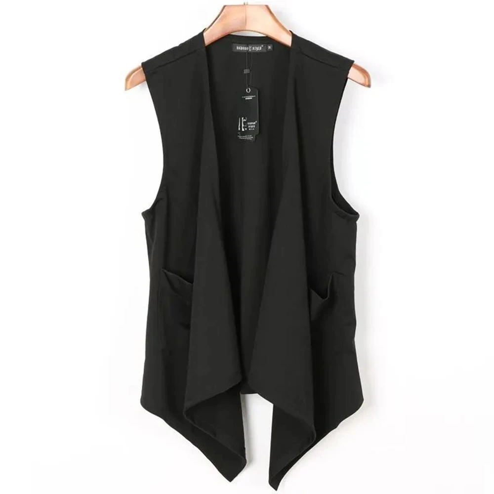 Men New Summer Solid Sleeveless Vest Fashion Irregular Long Cardigan Cape Korean Trendy Streetwear Punk Rock Personality Cloak