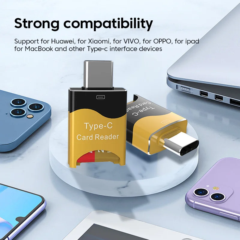 Card Reader SD Card Reader Mini Type C for Samsung Xiaomi Cell Phone PC Laptop
