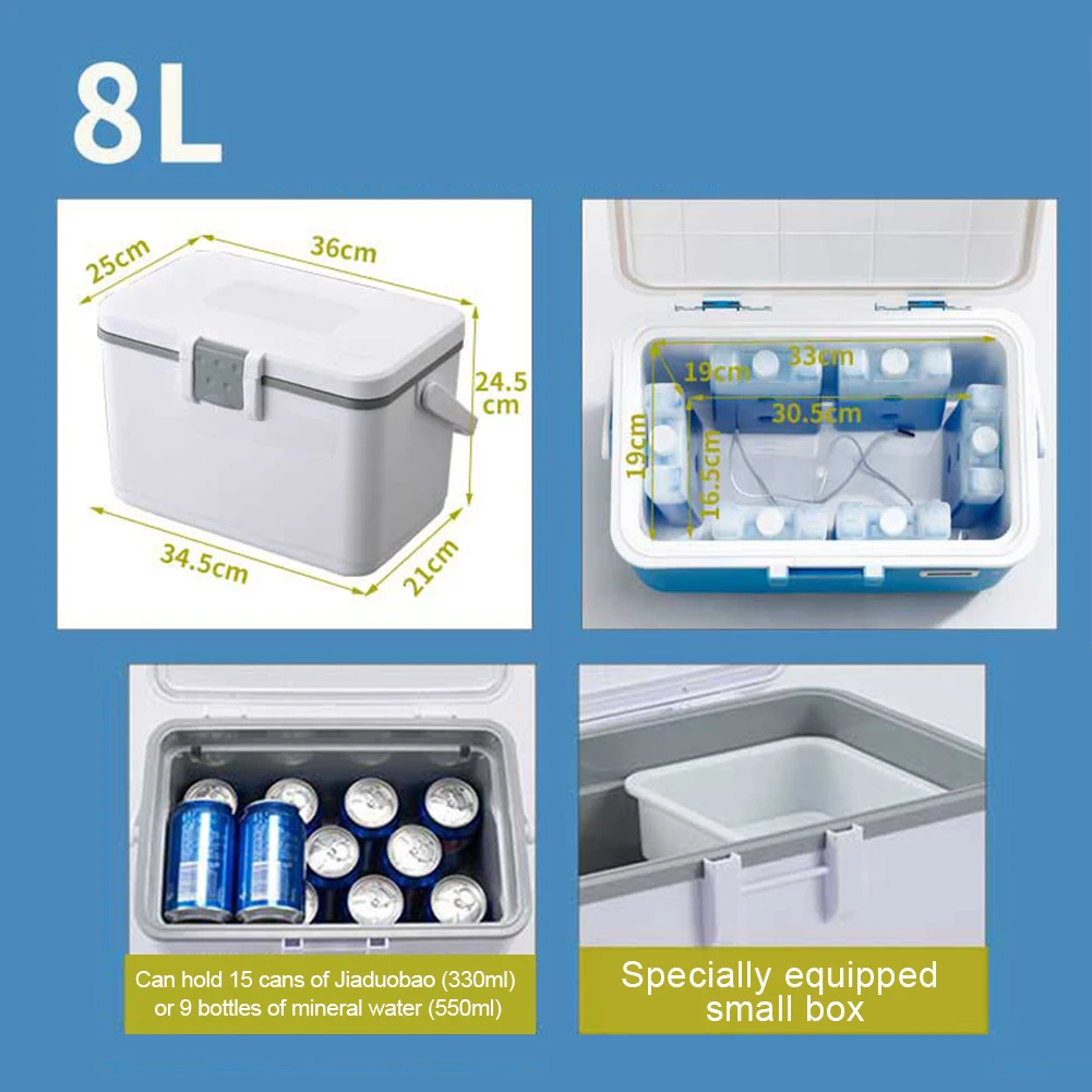 8L Outdoor Food Preservation Box Large Capacity Car Camping Insulation Box Beer Juice Beverage Cooling Bucket for Car Road Trips