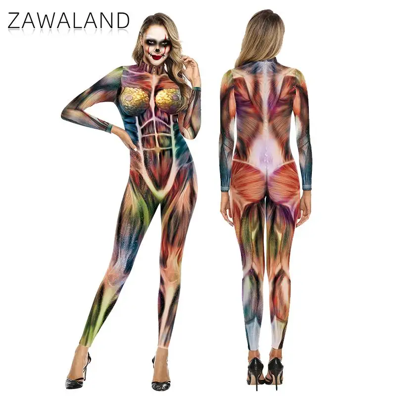 Zawaland Spandex Bodysuit Cosplay Costume Long Sleeve For Men and Women Halloween Carnival Party