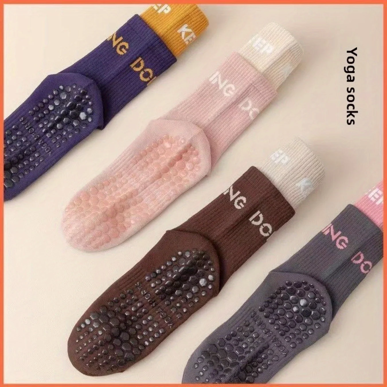1/4Pairs Yoga Socks Women Non Slip Silicone Mid-tube Pilates Socks Breathable Sweat Absorb Indoor Fitness Sport Running Socks