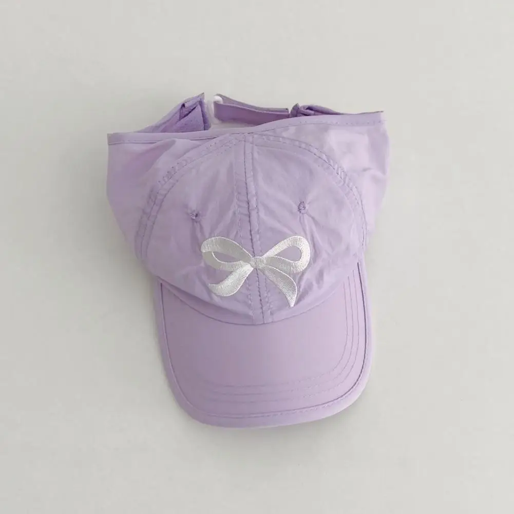 Girls Baseball Hat Girls' Anti-uv Baseball Hat with Bow Embroidery Ponytail Hole for Outdoor Activities School Outings Bow