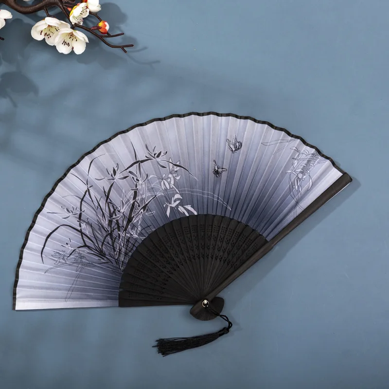 Foldable Silk Hand Fan - Bamboo Halloween Cosplay Prop  Party Decoration