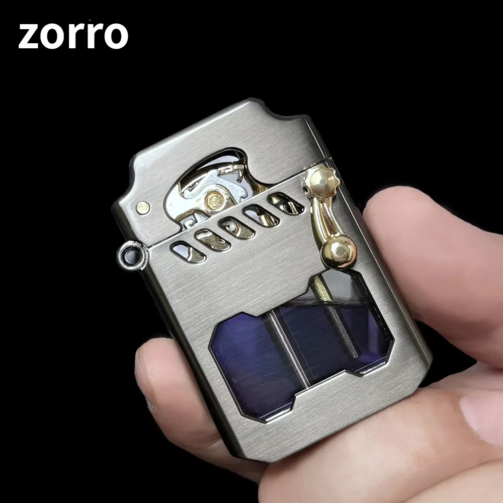 2025 New Zorro Kerosene Lighter Cyber Mecha Transparent Bin Rocker Cool Classic Torrens Tide Men Lighters Wholesale