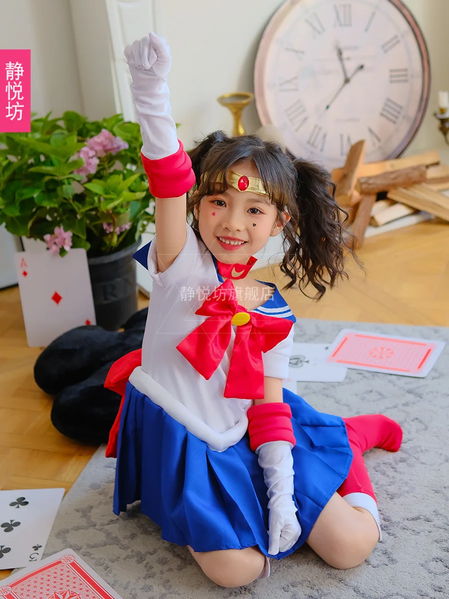 5PCS Anime sailor suit Moon Cosplay Costumes Tsukino Beautiful Girl Uniform Kid Dress Halloween Costumes Women Clothing AliExpress 200000532