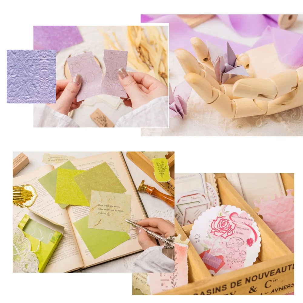 100 Pcs Rainbow Color Texture Background Craft Paper Collage Junk Journal Ephemera DIY Album Scrapbooking Handmade Material Pack