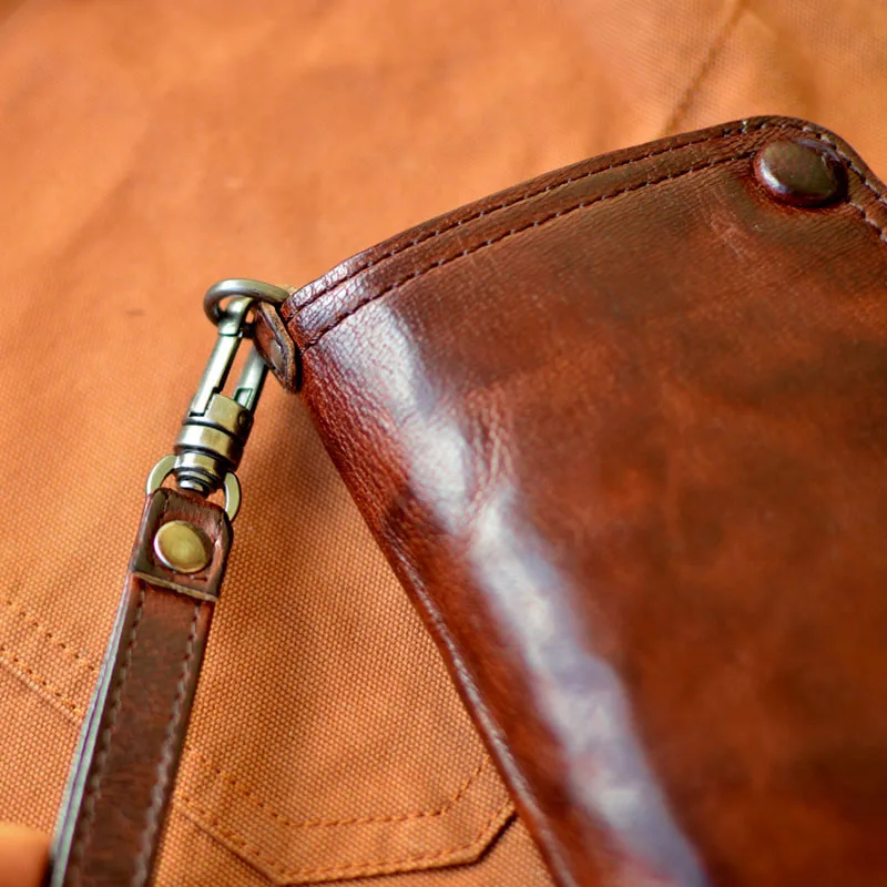 AETOO  Men's short leather Commuter storage Handcrafted plant-tanned leather simple wallet Student Youth Men's leather wallet Si 4