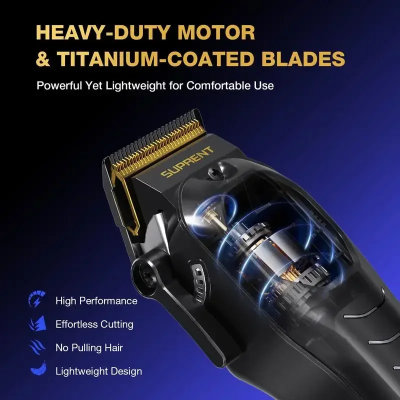 SUPRENT PRO The Black Scorpion- Professional Hair Clipper for Men-Rechargeable Heavy-Duty Motor Hair Cutting Kits with Display 2