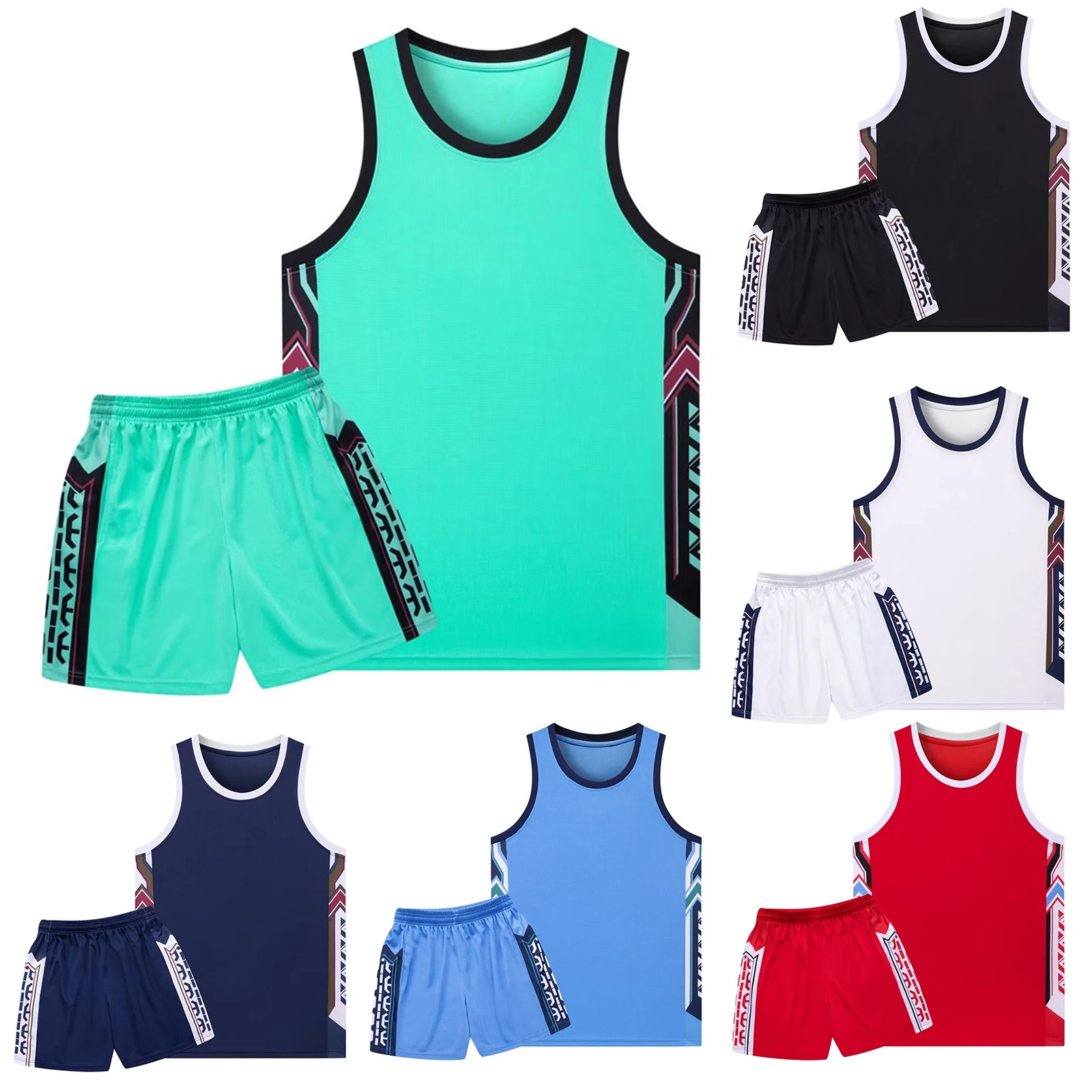 Kids Boys Girls Sport Suit Quick Dry Basketball Football Uniform Sleeveless Tank Top Vest with Shorts Athletic Clothes Tracksuit