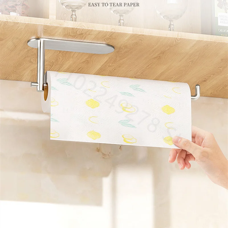 Hanging Paper Roll Towel Holder Stainless Steel Adhesive Wall Mount Bathroom Toilet Storage Stand Kitchen Organizer Napkin Rack paper towel holder,toilet paper holder,toilet paper rack,toilet roll holder,paper towel rack,tissue holder