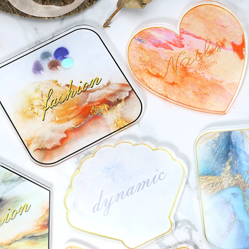 Nail Art Acrylic Palette Display Board Gel Nail Painting Color Mixing Palette Display Shelf Art Tool Heart Butterfly Shape
