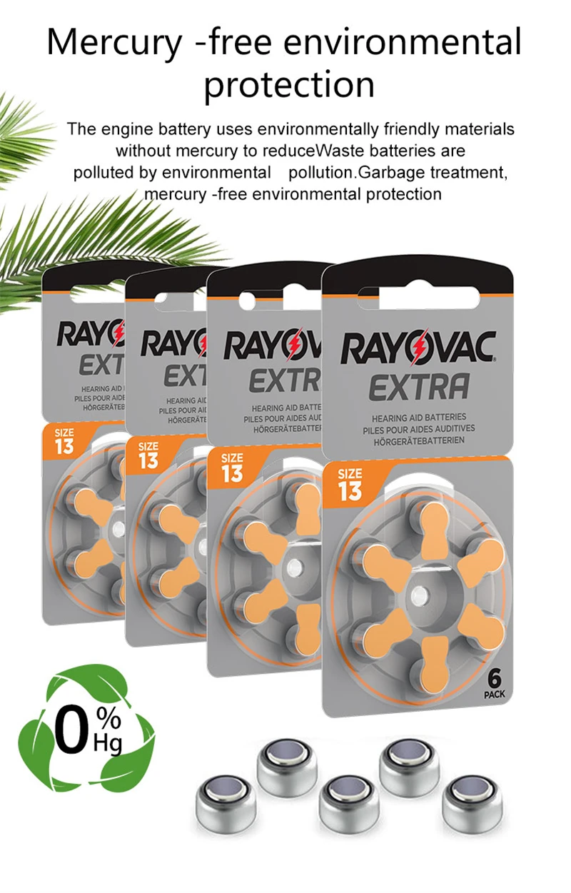 Description Picture 6 of itemHearing Aid Battery 60PCS RAYOVAC EXTRA Zinc Air Batteries 1.45V.13A A13 13A 13 P13 PR48 Battery For BTE CIC RIC OE Hearing Aids