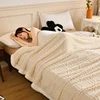 2024New Jacquard AB Edition Tafu Fleece Lamb Fleece Multi functional Blanket Double layer Thickened Office Napping Blanket Cover 3