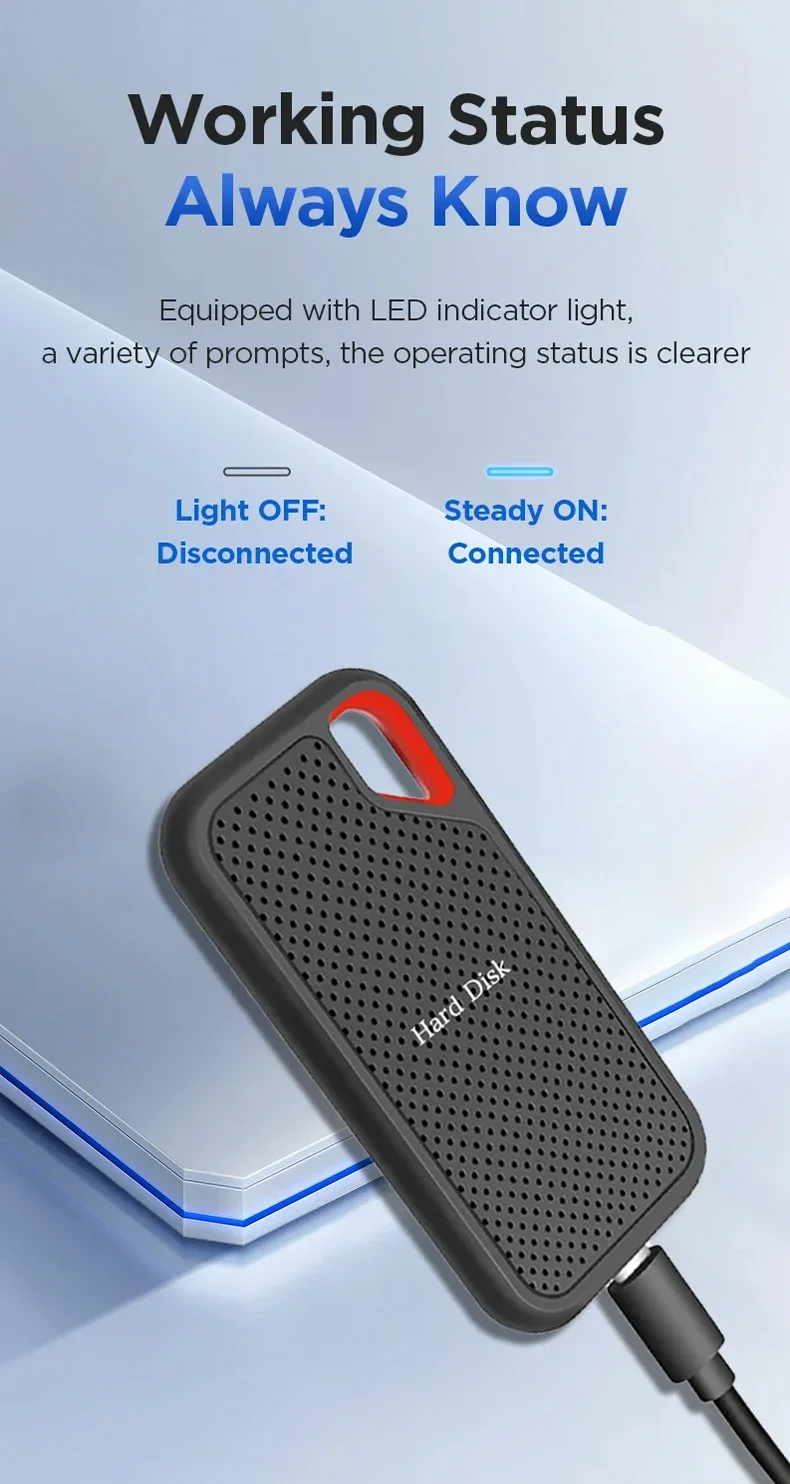 Hard Drive 1TB 2TB High-speed USB3.1 SSD Portable External Solid State Disk For Laptop/PC