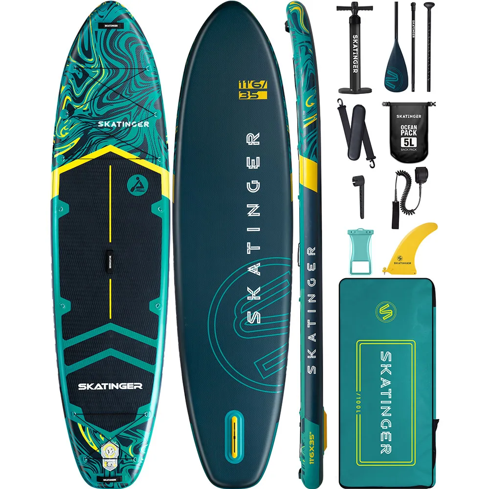 SKATINGER Super Wide Inflatable Stand Up Paddle Board 11'6''x35''x6'' Ultra Stable Wide SUP All-Round Adult Sup Board skatinger inflatable stand up paddle board 11 x34 x6 kayak accessories yoga adult sup fishing non slip shoulder straps