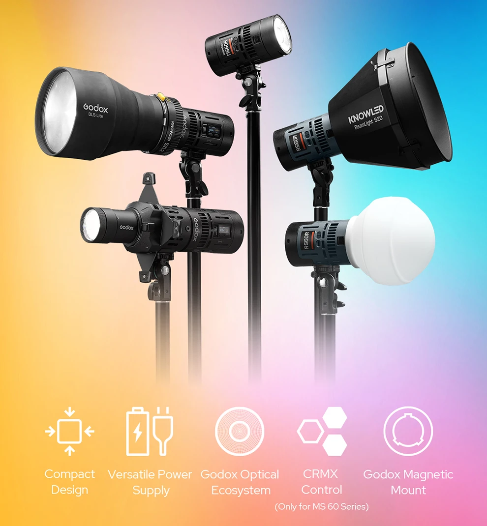 Godox RS60Bi RS60R Studio Light 60w RGB Bi-color Full-color LED Video Fill Light