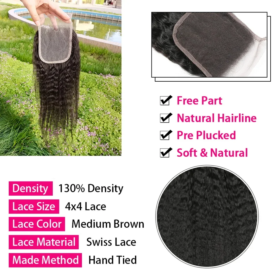 Human Hair Bundles with Lace Closure 8-30Inch