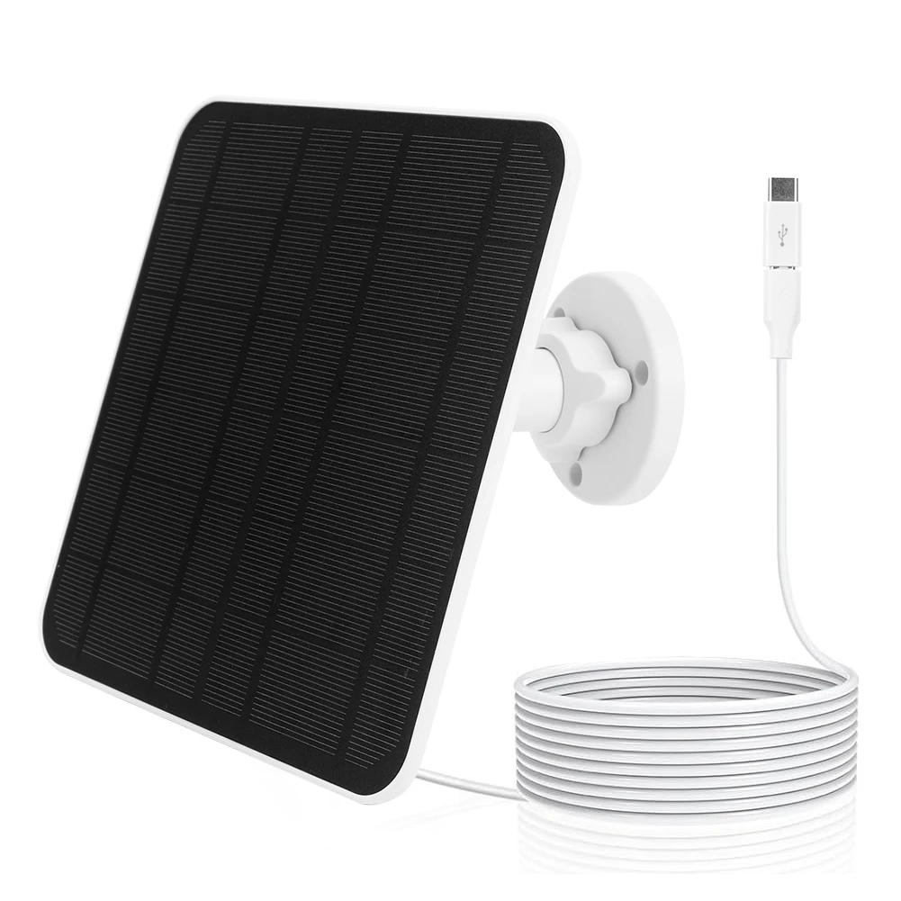 태양 전지 패널 마이크로 USB 및 USB-C 포트 전원 공급 장치, 9.8 Ft 충전 케이블, Eufycam 3, 3C, 2, 2C, 2 Pro용 360 ° 조절 가능 장착, 5V, 6W