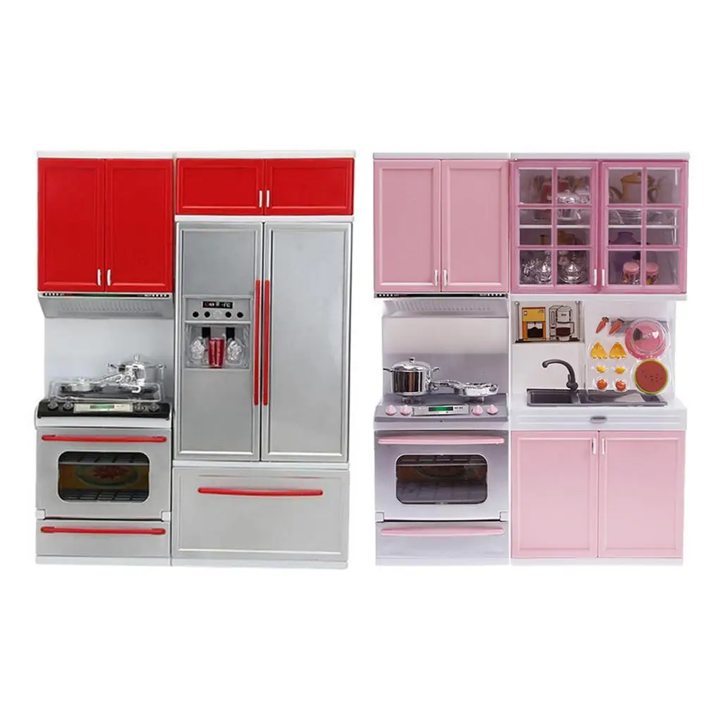 toy Fully Equipped Pretend Play Kitchen Set with Sink, Stove, Cabinet Accessories Set for Boys Girls 4