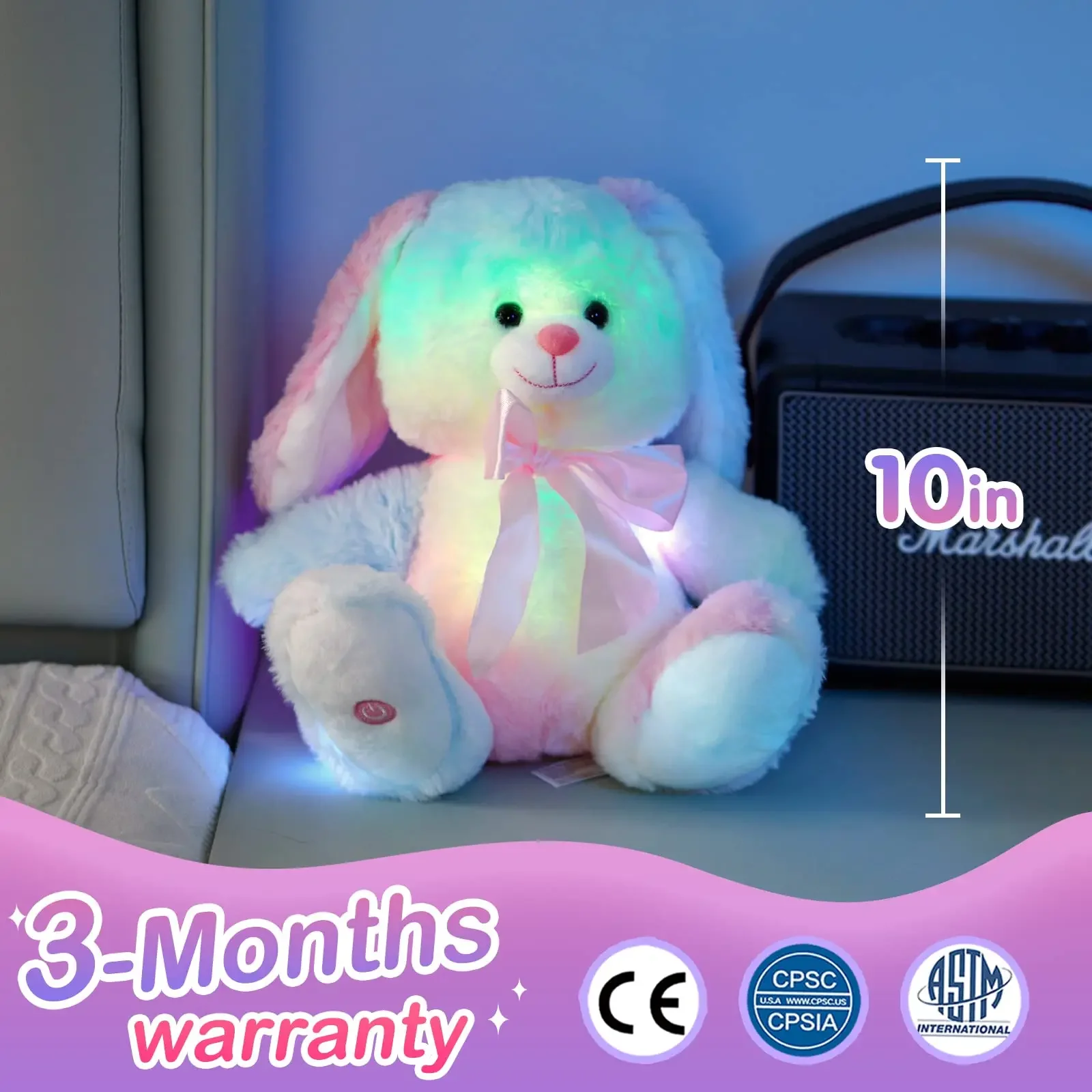 Plush Toy 27cm Musical LED Light Plush Toys Cute Kawaii Pillows Luminous Stuffed Animals Toy Doll Soft for Girls Children Decor Home