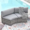 Half moon shaped courtyard outdoor sofa, 2-piece hair vine segmented set, with gray cushion 1