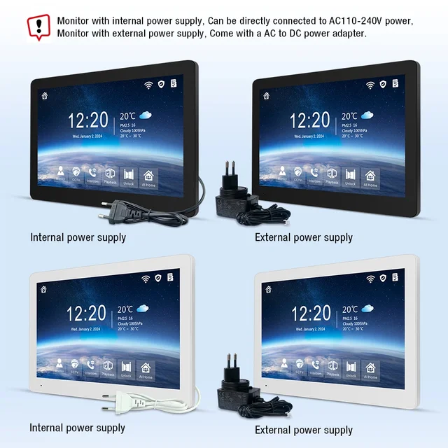 Tuya Wireless IPS 10 " touch screen 1080P camera video intercom kit, with mobile detection, ID access control unlocking, 2