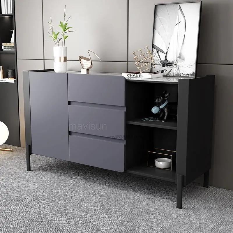 Nordic Rock Board Sideboard Light Luxury Modern Minimalist Cupboard Dining Cabinet Living Room Wine Cabinet Kitchen Furniture