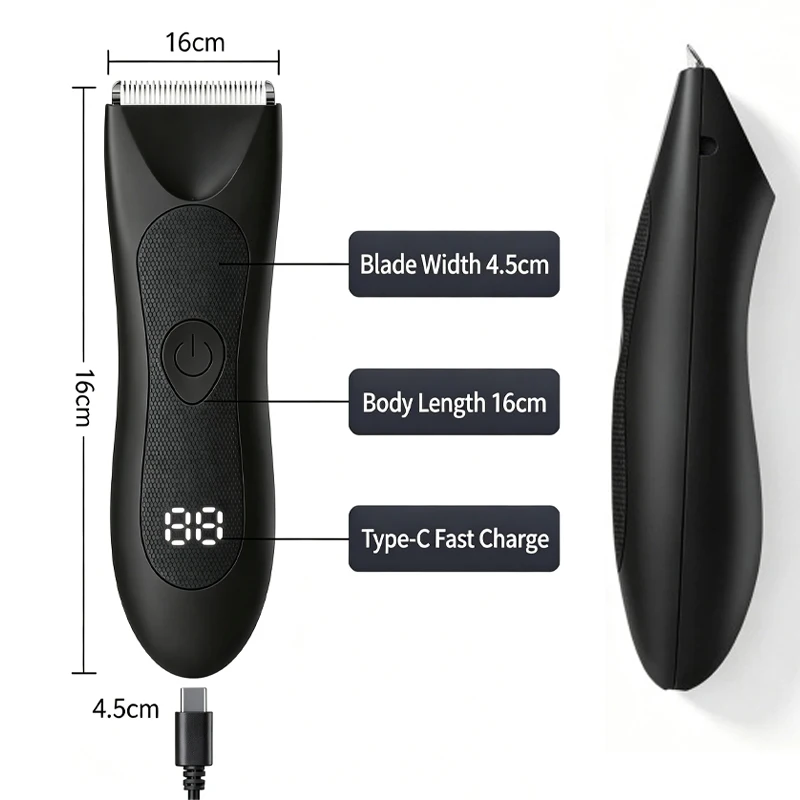 Advanced Waterproof Cordless Hair Clipper with LED Spotlight and USB-C Rechargeability