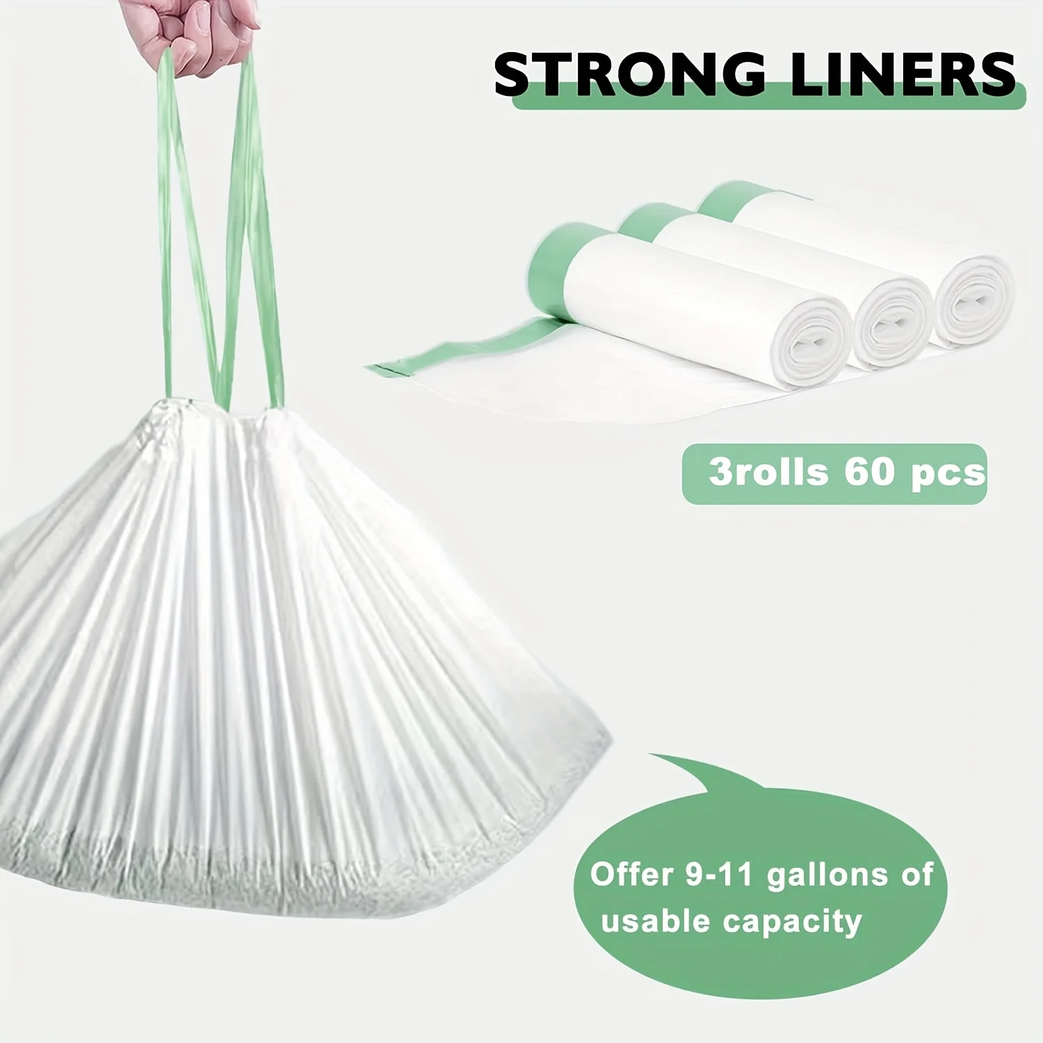 네카사 M1 셀프 클리닝 고양이 화장실용 3롤 쓰레기 봉투, 교체용 쓰레기 봉투, 자동 고양이 화장실 라이너 (끈 포함)