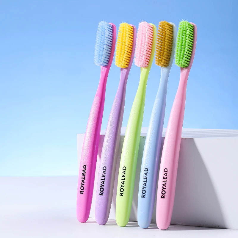 5팩 롱헤드 칫솔, 부드러운 칫솔모, 개별 포장, 도파민 컬러 시리즈, 확장형 칫솔모, 곡선형 표면, 패밀리 팩, 딥 클리닝