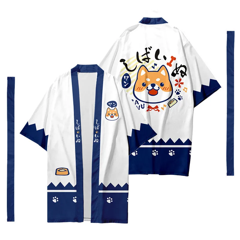Cute Dog 3D Printing Japanese Kimono Haori Yukata Boys Girls Fashion Summer Kimono shirt and Shorts Sets Two Piece Suit