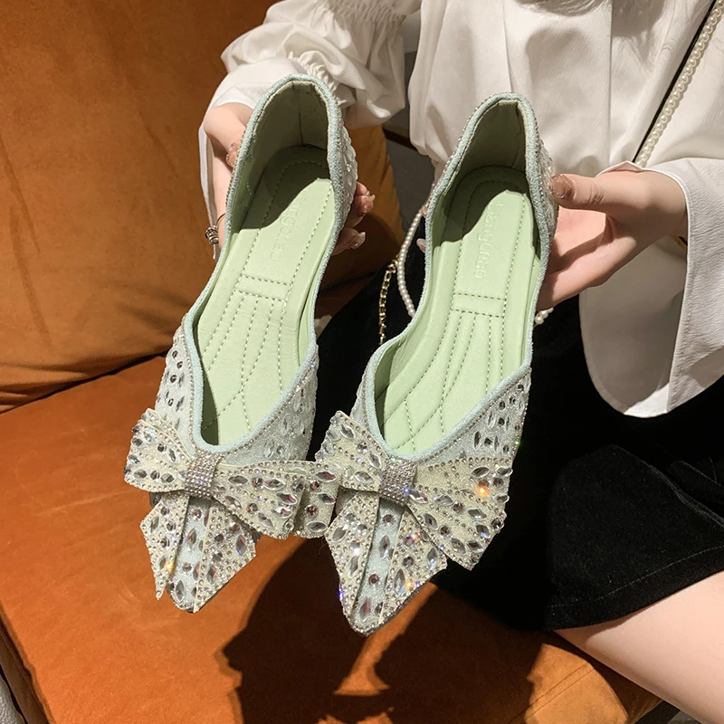 

Новинка весна-осень 2020, модные женские туфли с открытым носком, на плоской подошве, с бантом, Уличная Повседневная Удобная женская обувь