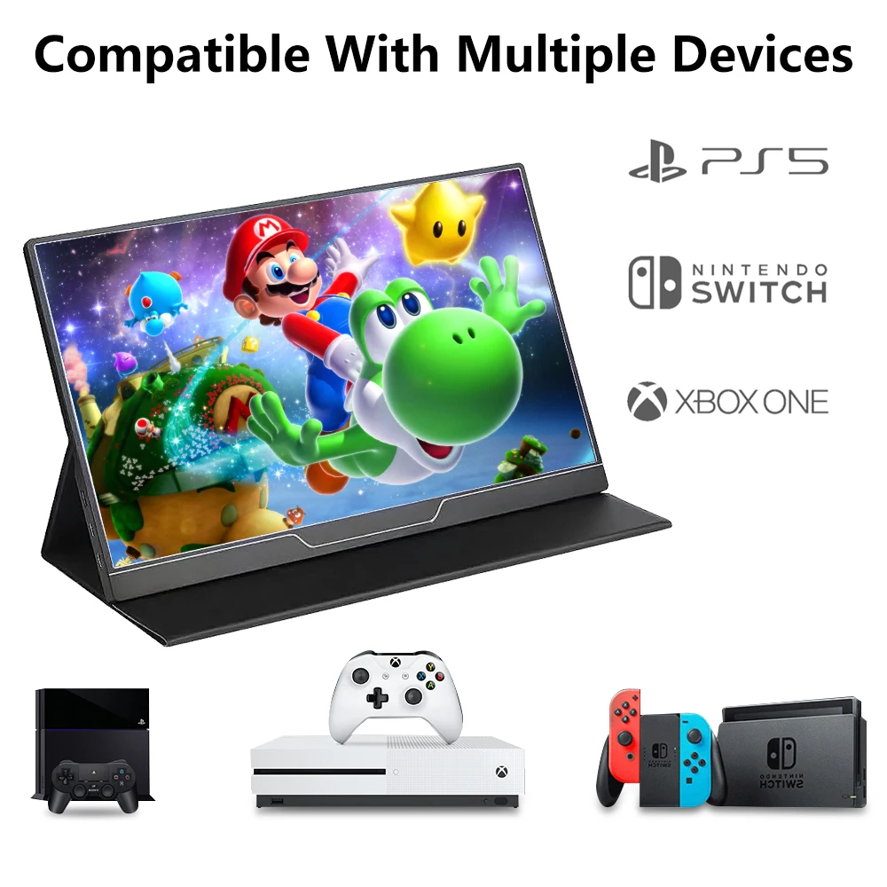MUCAI ġ PS4  ʹ ޴ ũ ̸, ɼ 1080P, 2K16, 5Hz, ġ USB C, HDMI ȣȯ IPS, 15.6 ġ 