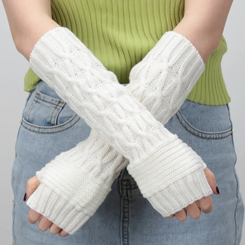 Guantes Sin Dedos Para Mujer - Punto Con Bordado De Pájaro, Talla única, Tejido Elástico Y Suave, Para Conducir O Actividades Al Aire Libre