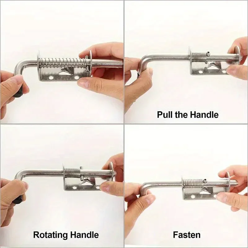 1/2PCS Spring Loaded Latch Pin 304 Stainless Steel Silver Window Cabinet Hinges Security Door Bolt Latch For Household Hardware door latch