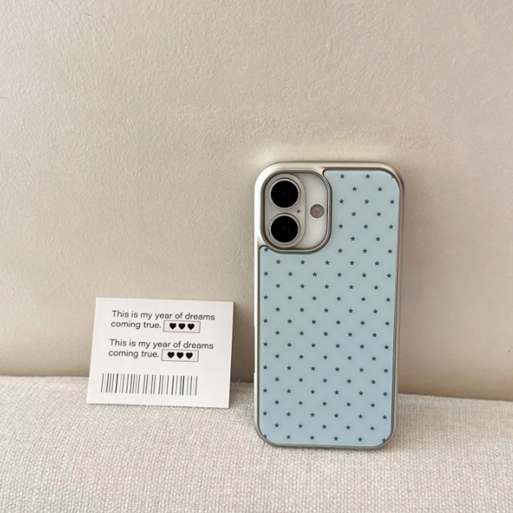 Full Screen Blue Stars Electroplated Drip Glue Phone Case - Creative Cover
