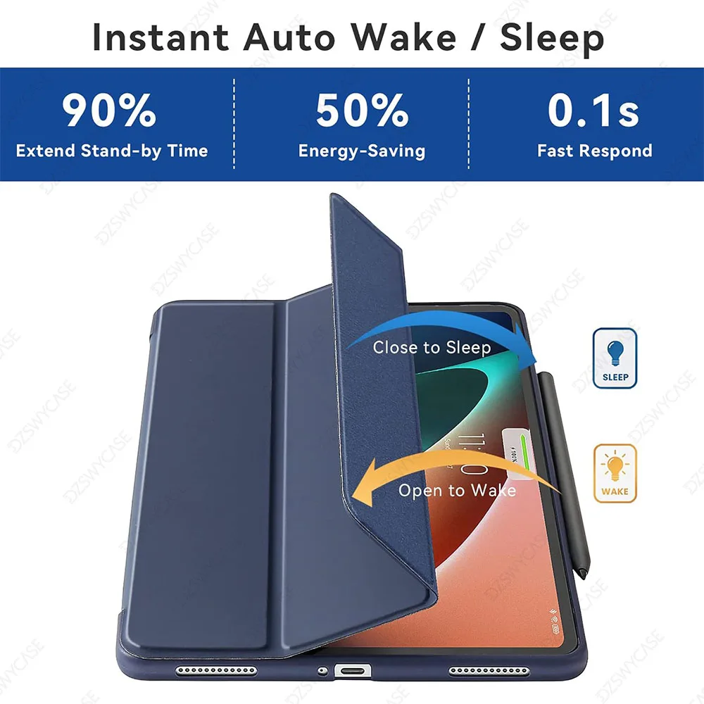 Sleek Lightweight Tablet Case with Auto Wake/Sleep, Smooth Front and Flexible Back