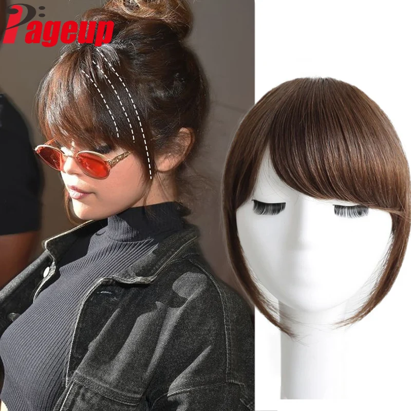 

Pageup Synthetic Bangs Hair Extensions Clip In Side Bangs Fake Fringe Hairpiece High Temperature Black Blonde False Hair Women