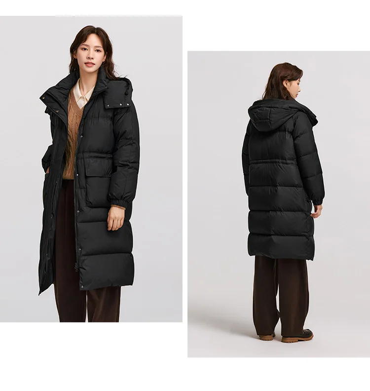 Down Jacket Women Long Length Detachable Hooded New Winter Textured Winter Clothing
