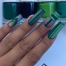 

Green Checkered Long Ballet Long Cross-border Foreign Trade Nail Enhancement Film Nail Enhancement Product