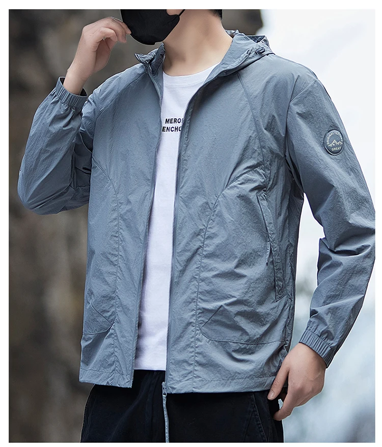 Men's Waterproof Hooded Jacket with Zipper Closure & Pockets Casual Outerwear S3cc9612486fd4f59a1d9ca3827686bbao