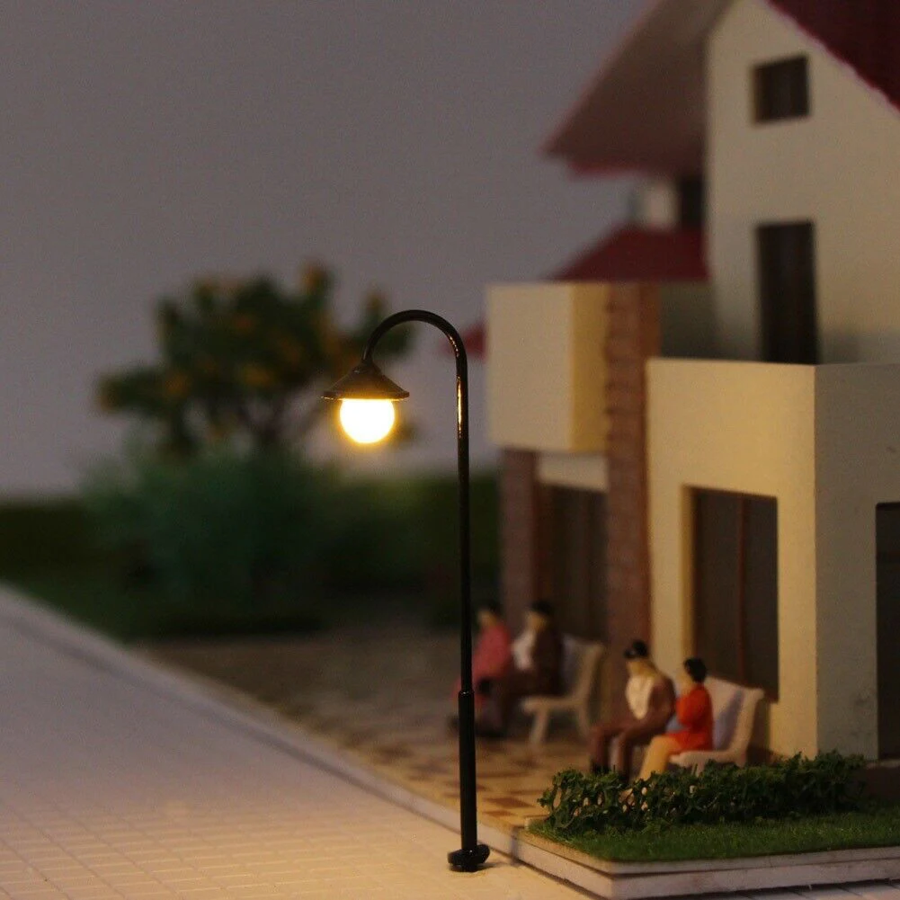 10pcs Model Railway Lights Led Lamppost Lamps Street Lgihts 1:160 Lamps N Scale 4.5cm Round Head Street Lights Train Layout Toys 4