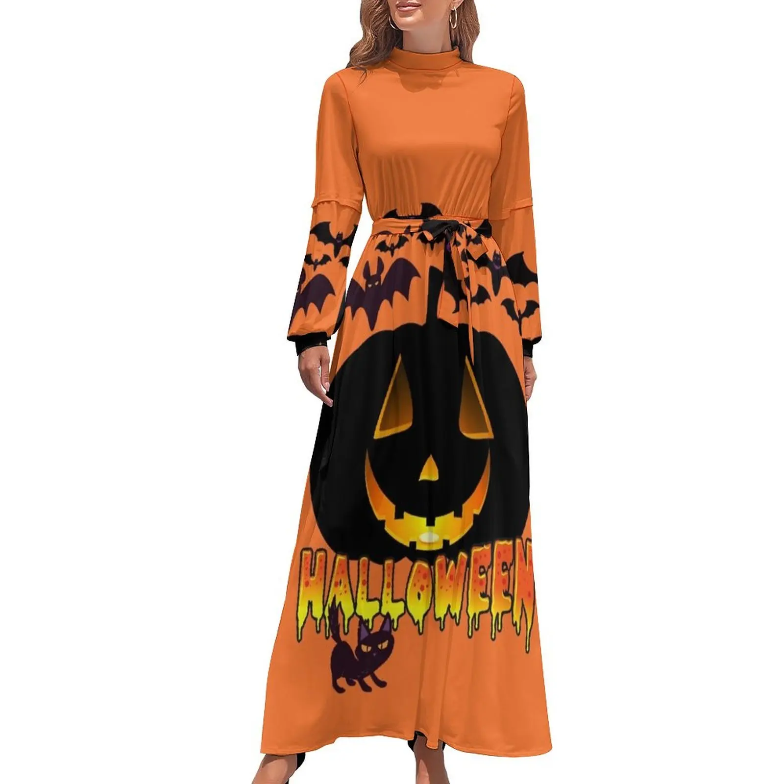 thumbnail image 1 of Vestido largo de calabaza espeluznante de Halloween, vestido de fiesta 2024, vestidos de novia para mujer, 1 of 5