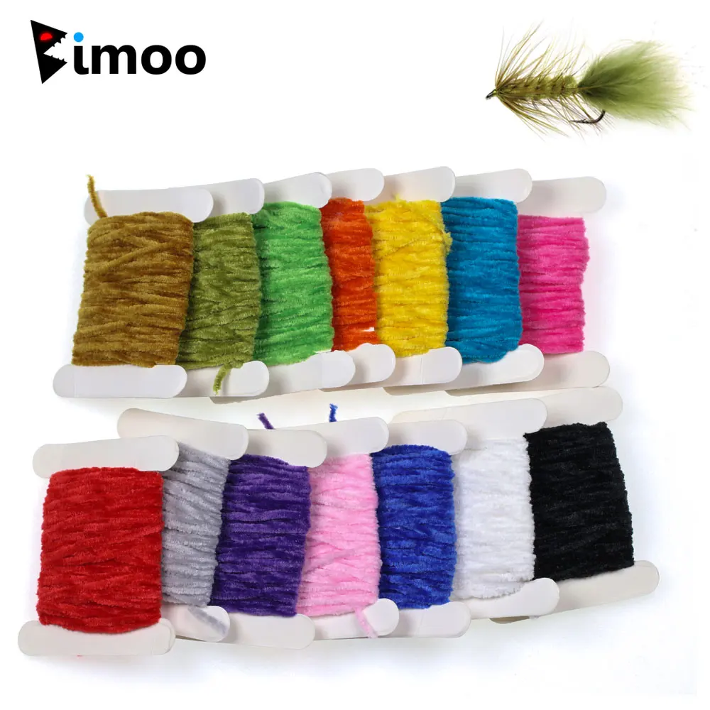 2-14 Stück 3 mm breites Rayon-Chenille-Garn zum Fliegenbinden für Woolly Bugger Nymph Leech Worms Streamer Forellen- und Barsch-Angelköder
