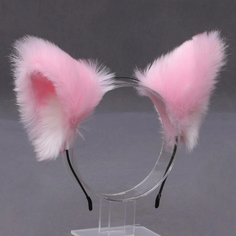 49mc Frauen realistisches langes pelziges Tier für Katzenohren Stirnband Anime Hair Hoop Halloween Festival Party – Detail 8
