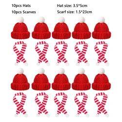 Festive Mini Santa Hat & Scarf Set - Christmas Costume Decorations for Pets, Dolls, and DIY Projects (20pcs Red Short)