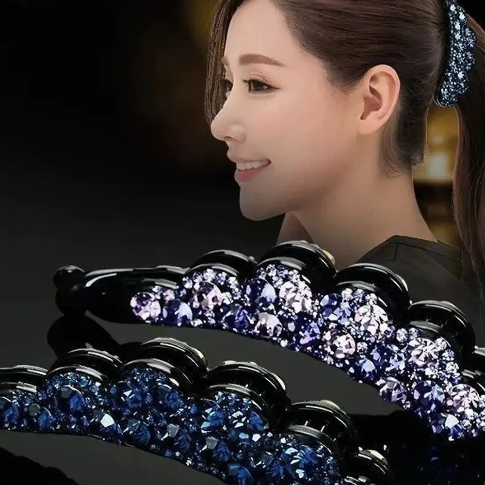 Rhinestones Banana Clip Hair Accessory for Women Girls Party