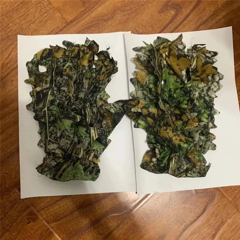 Laser cutting Maple leaves Bionic Camouflage Shooting Hunting thin Gloves 1 pair Lightweight and breathable gloves